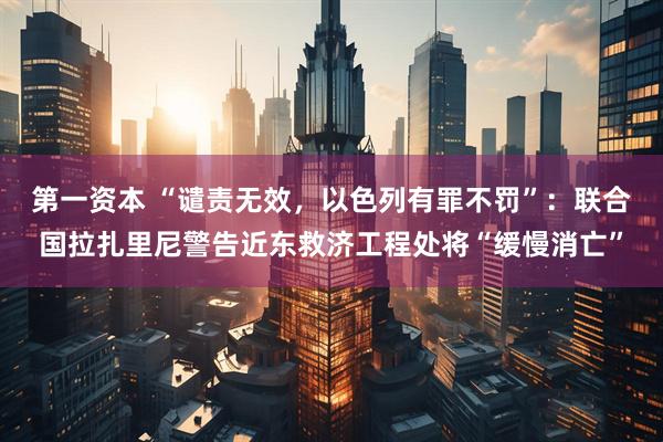 第一资本 “谴责无效，以色列有罪不罚”：联合国拉扎里尼警告近东救济工程处将“缓慢消亡”